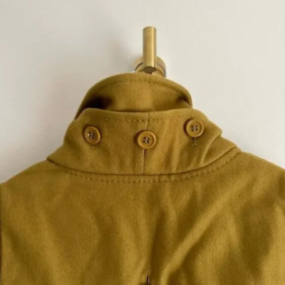 BCBGMAXAZRIA Wool-Cashmere Ruffle Zip Up Pea Coat Green Ochre S - Picture 5 of 13